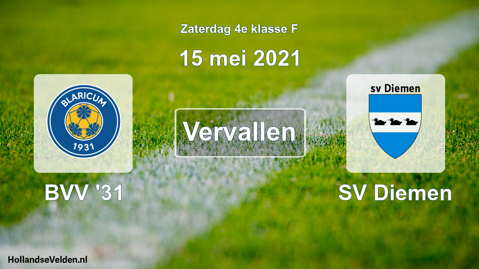 Scheduled Match: BVV '31 - SV Diemen (15 May 2021)