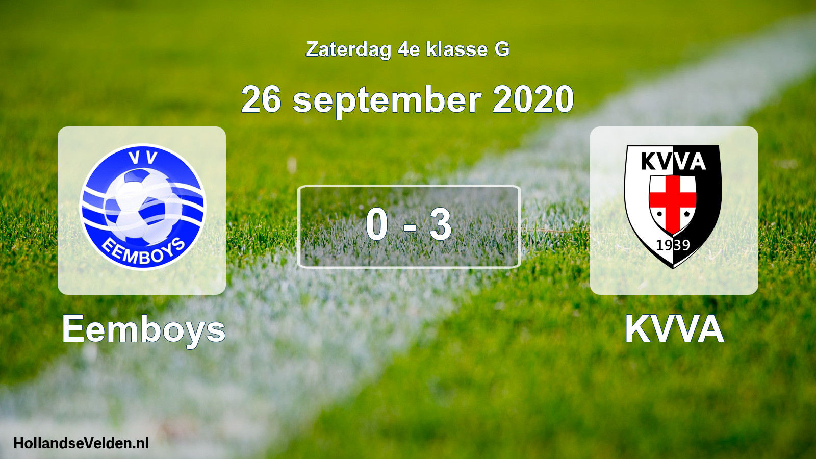 Total number of matches played: Eemboys - KVVA 0 - 3 (26 September 2020)