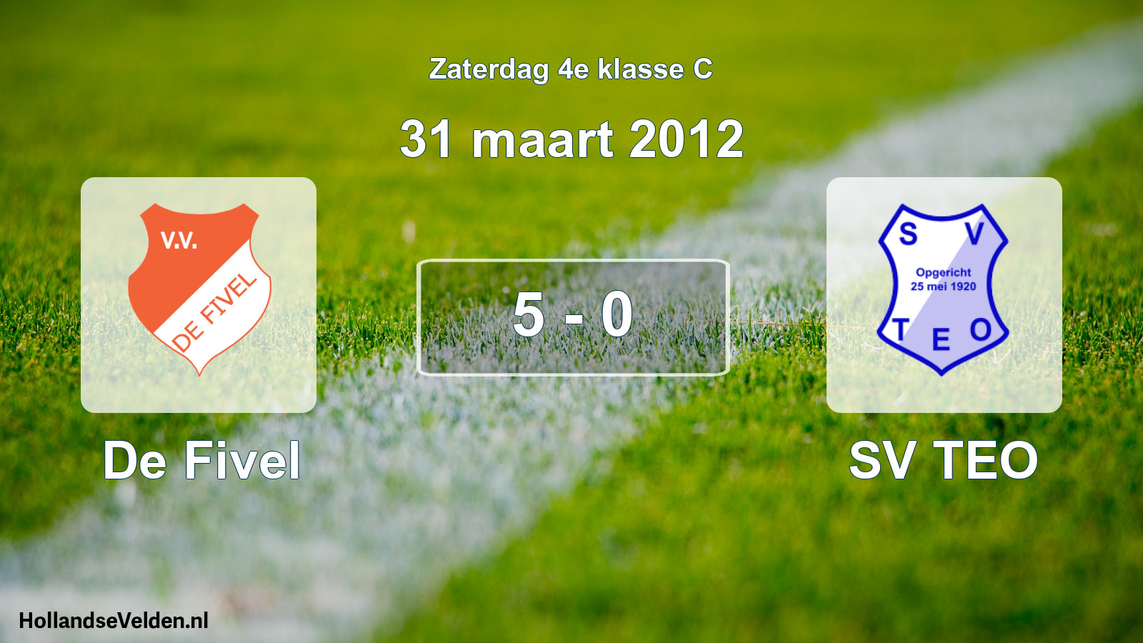 Total number of matches played: De Fivel - SV TEO 5 - 0 (31 March 2012)