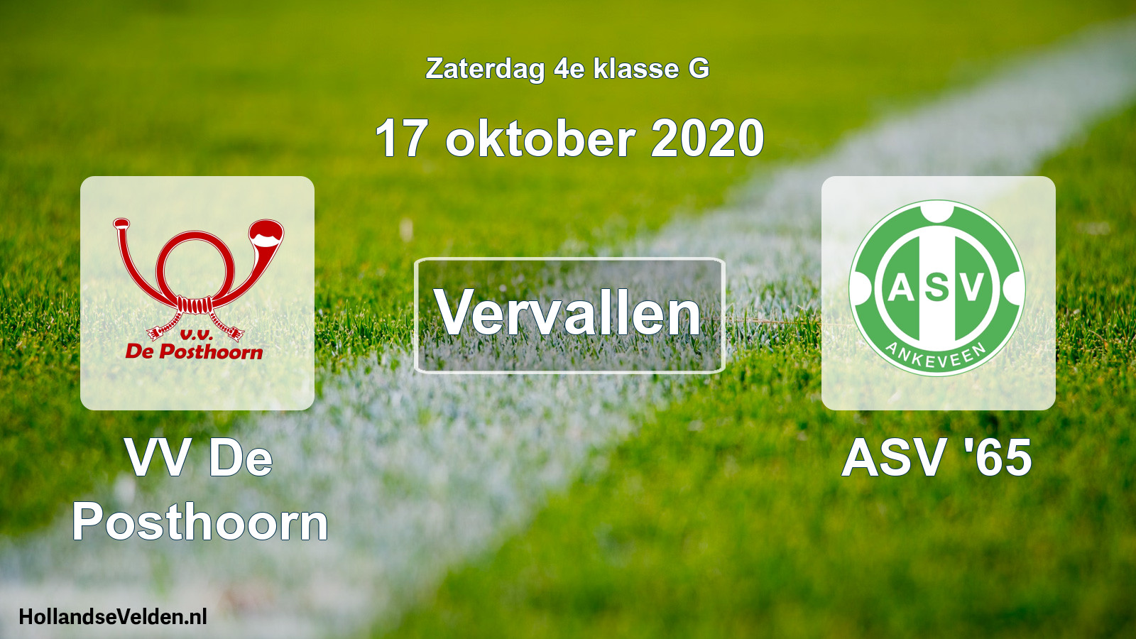 Scheduled Match: VV De Posthoorn - ASV '65 (17 October 2020)