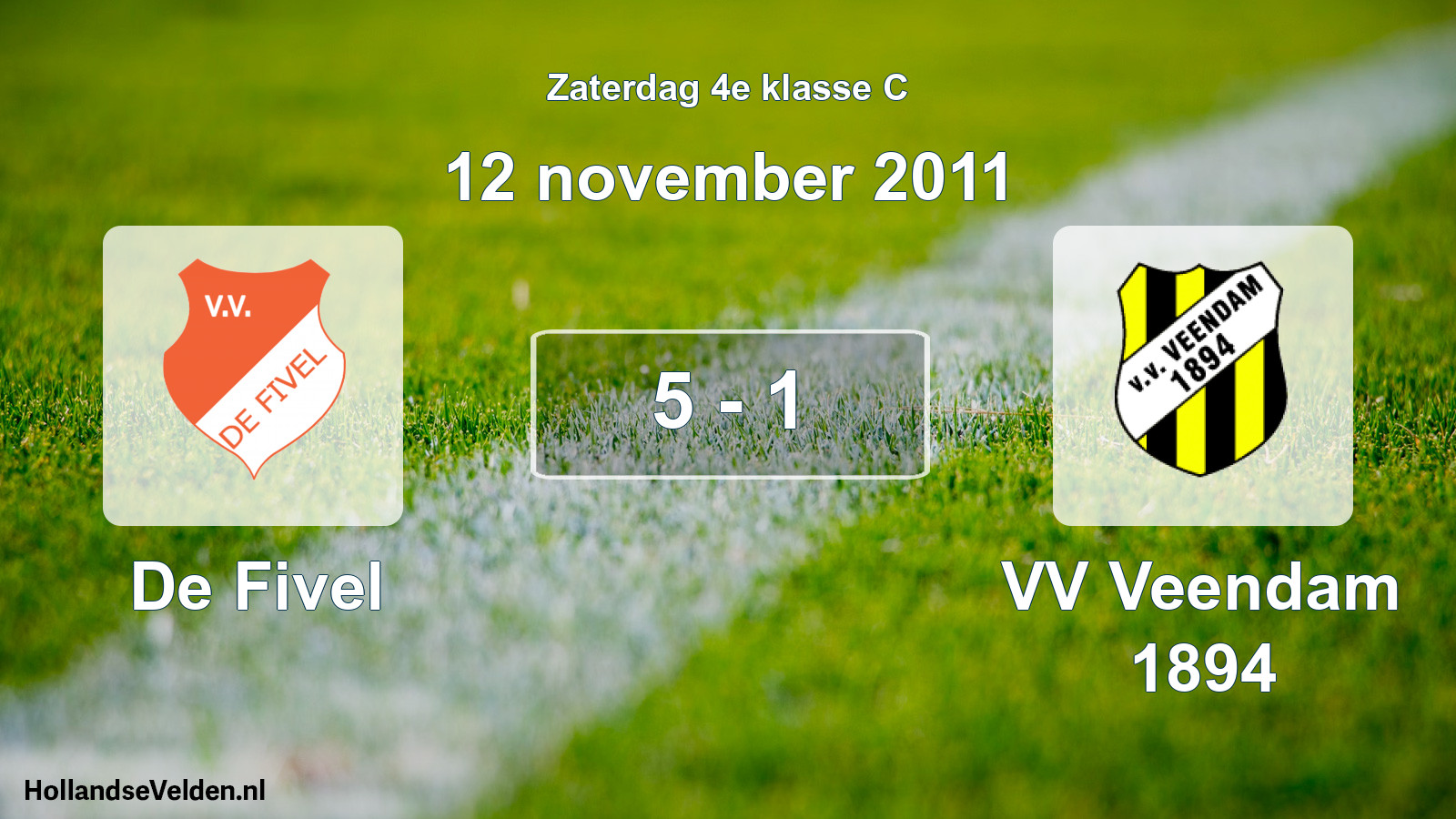 Total number of matches played: De Fivel - VV Veendam 1894 5 - 1 (12 November 2011)