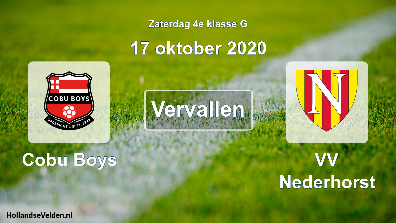 Scheduled Match: Cobu Boys - VV Nederhorst (17 October 2020)