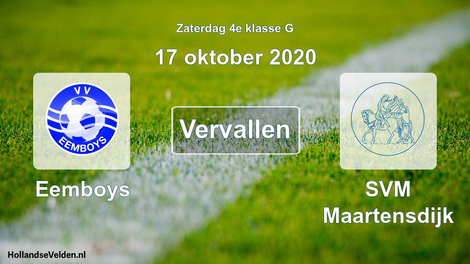 Scheduled Match: Eemboys - SVM Maartensdijk (17 October 2020)