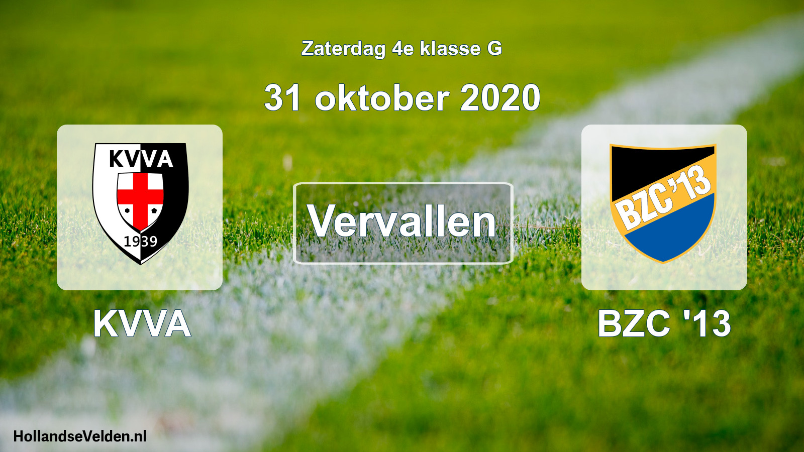 Scheduled Match: KVVA - BZC '13 (31 October 2020)