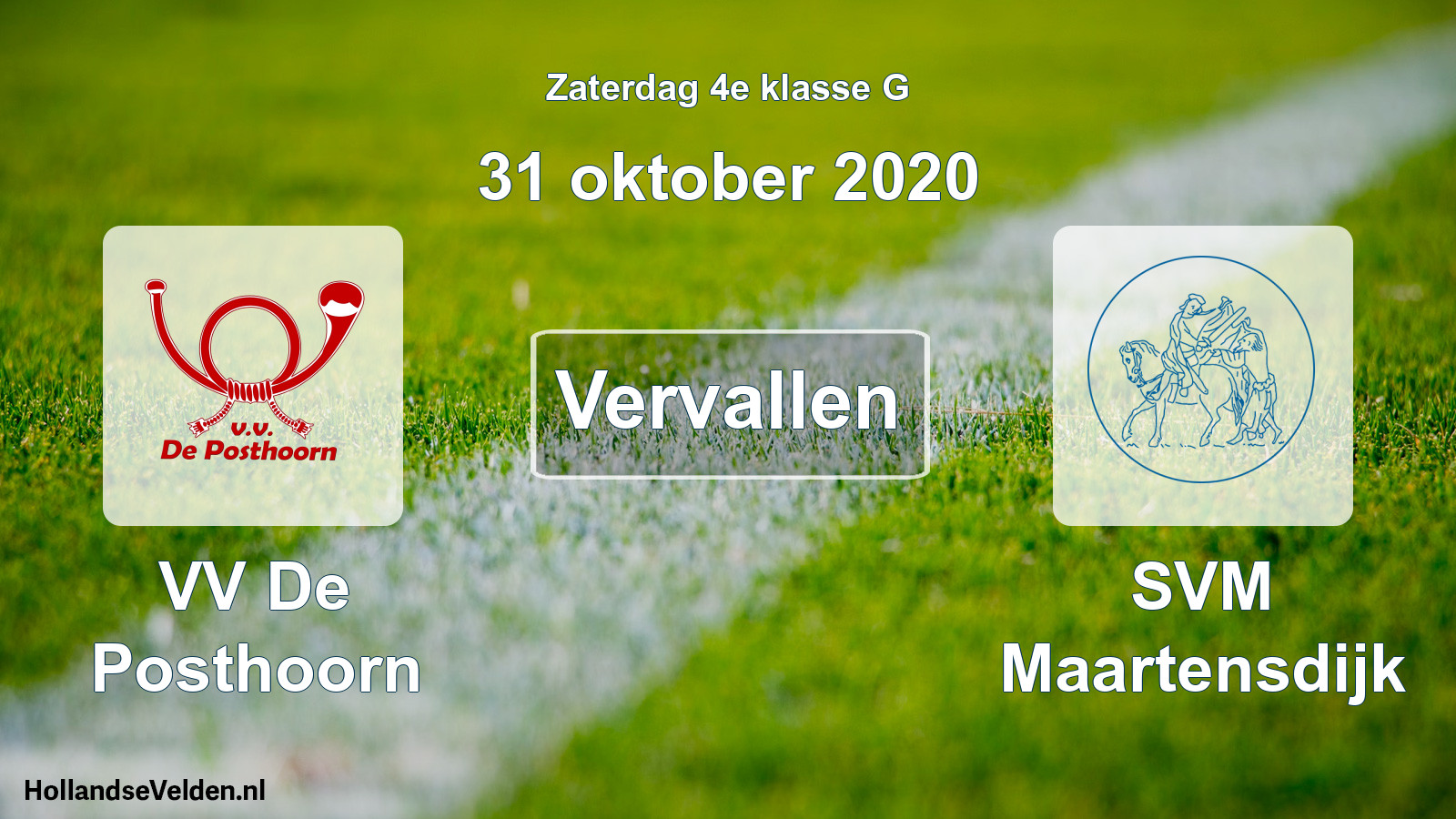 Scheduled Match: VV De Posthoorn - SVM Maartensdijk (31 October 2020)