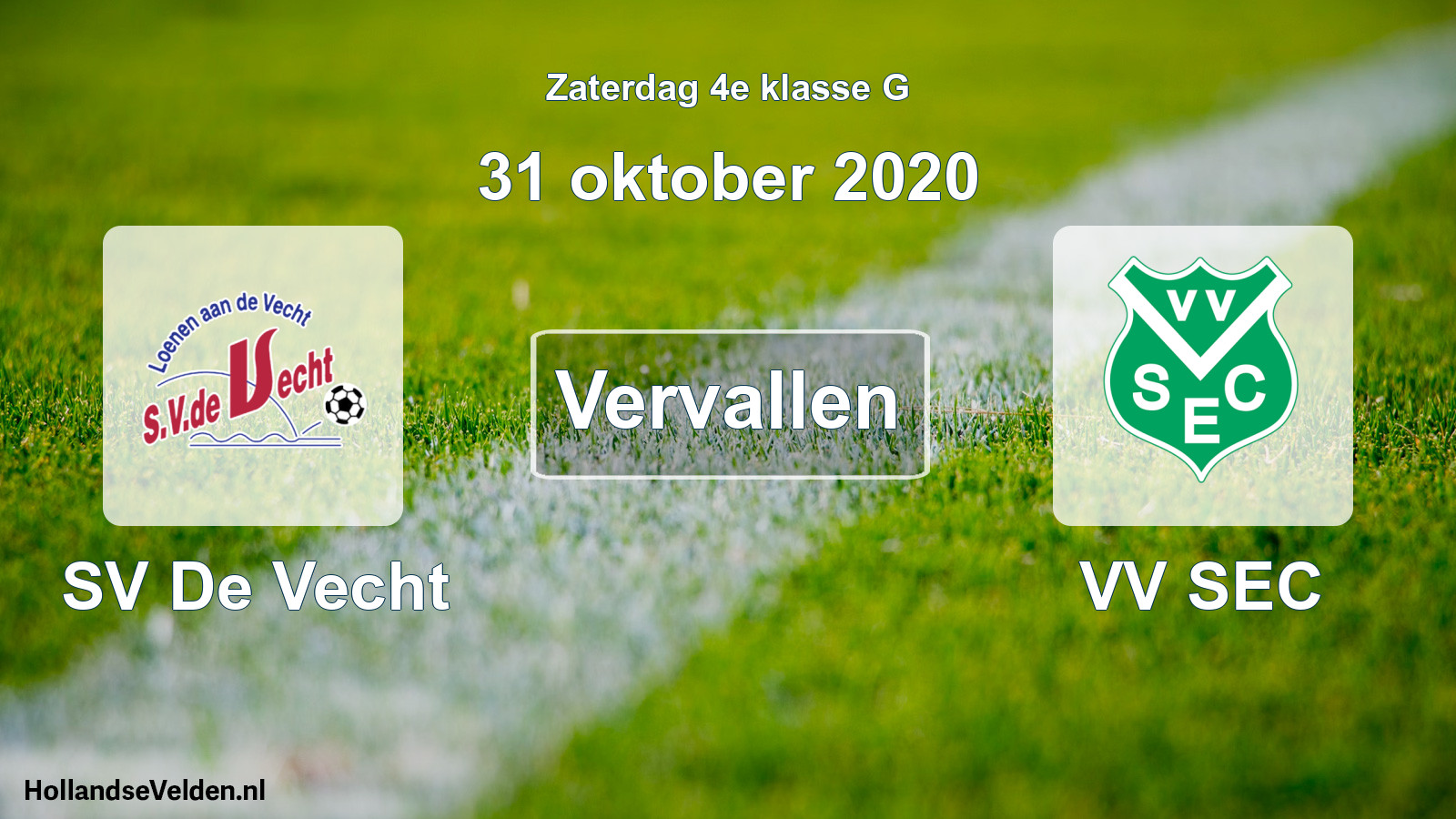 Scheduled Match: SV De Vecht - VV SEC (31 October 2020)
