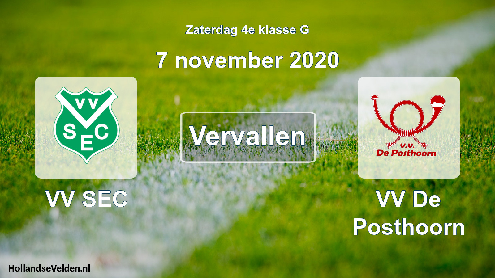 Scheduled Match: VV SEC - VV De Posthoorn (7 November 2020)