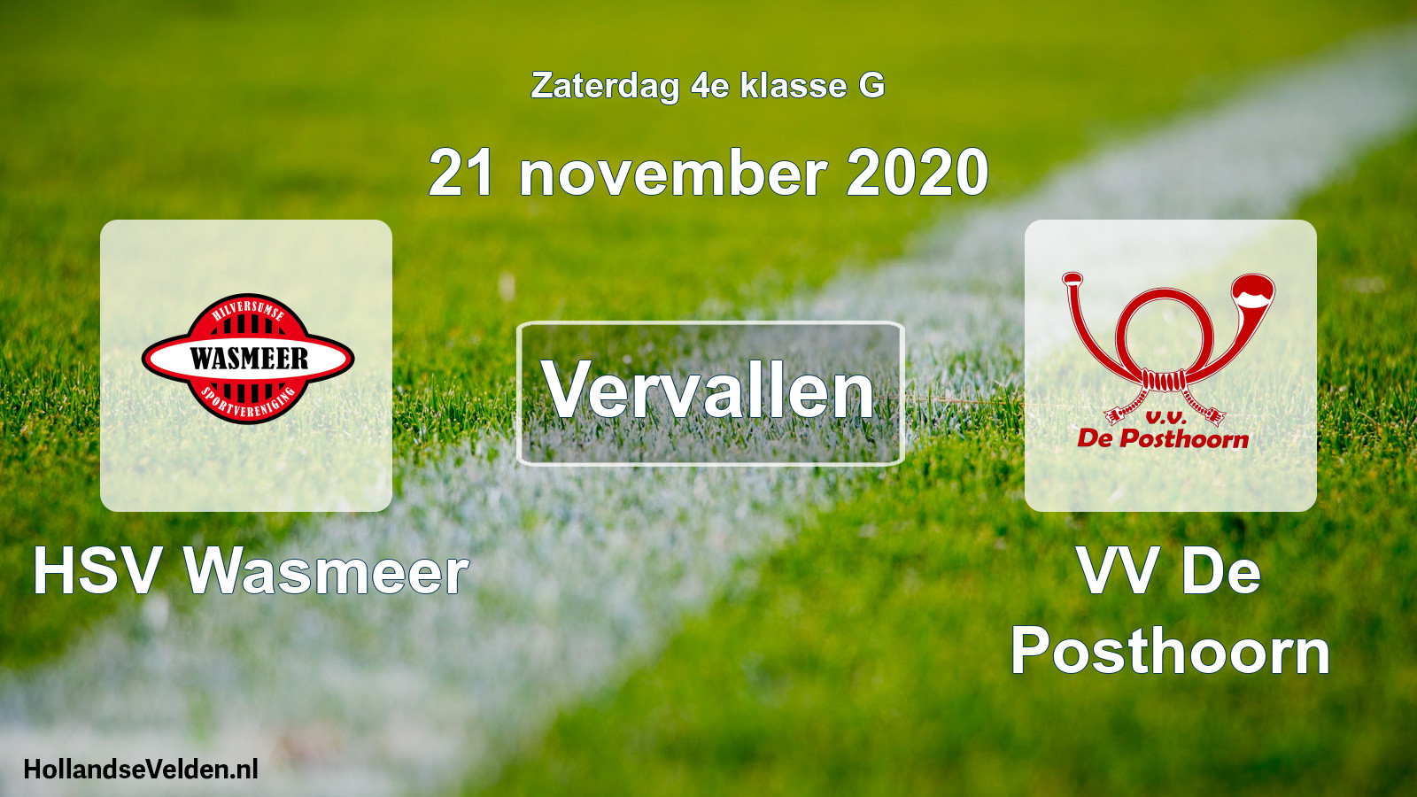 Scheduled Match: HSV Wasmeer - VV De Posthoorn (21 November 2020)