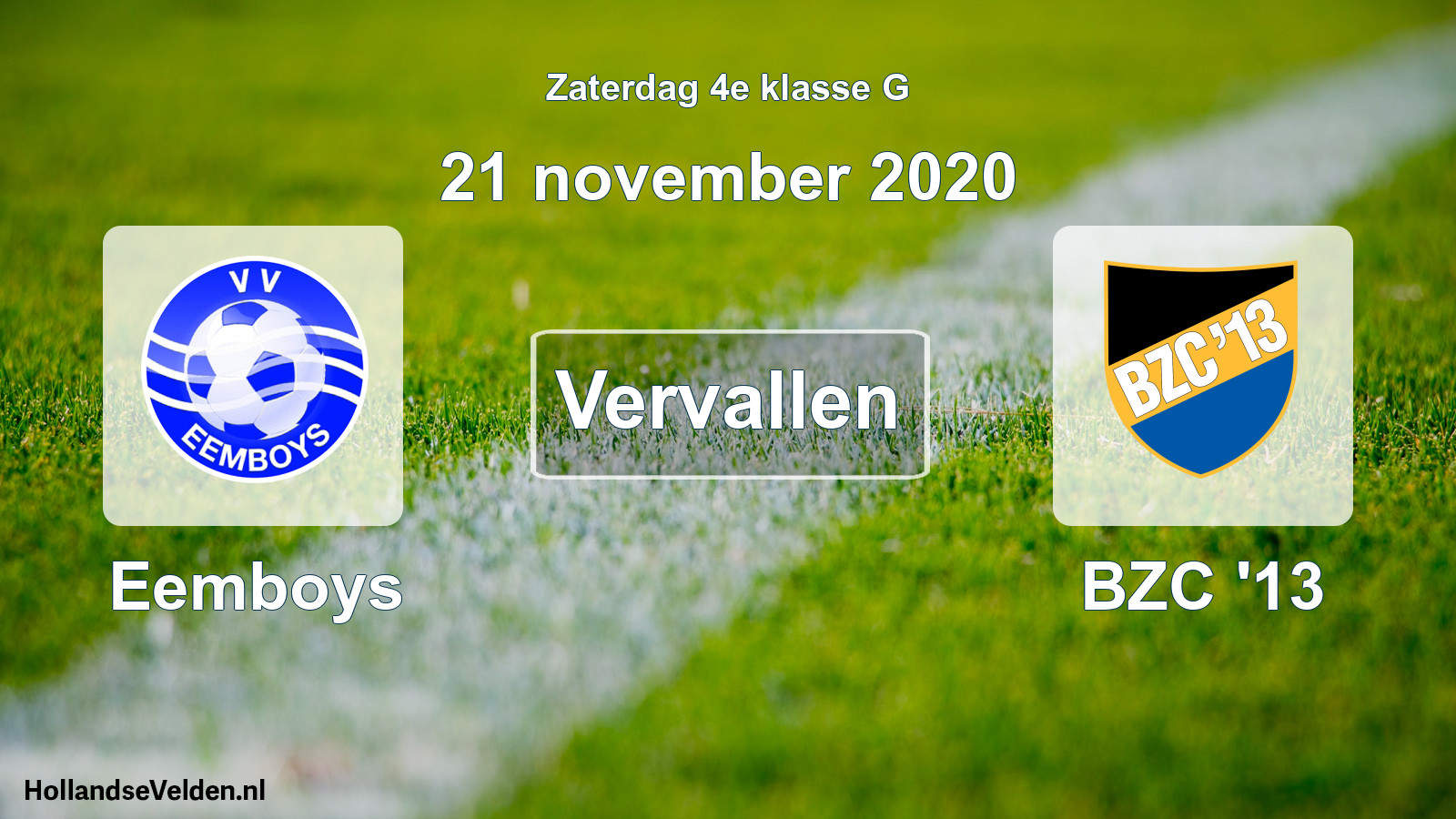 Scheduled Match: Eemboys - BZC '13 (21 November 2020)