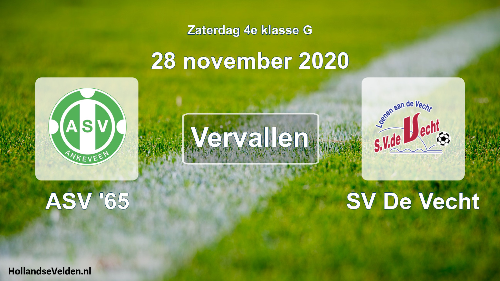 Scheduled Match: ASV '65 - SV De Vecht (28 November 2020)