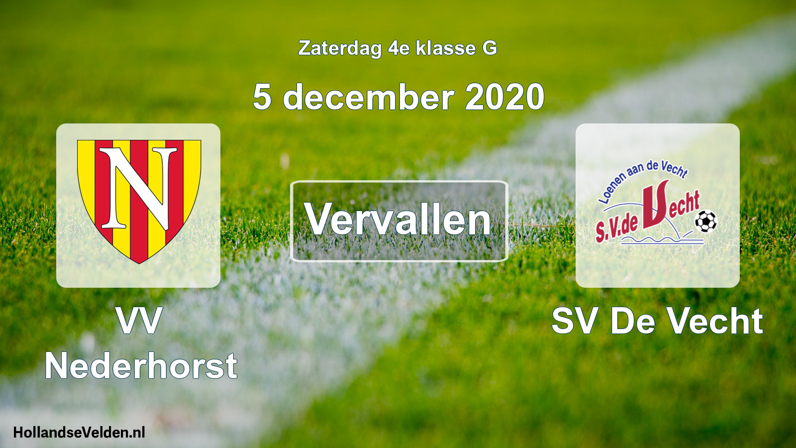 Scheduled Match: VV Nederhorst - SV De Vecht (5 December 2020)