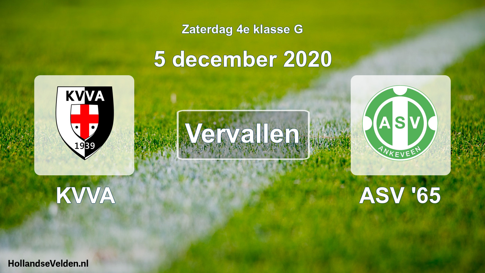 Scheduled Match: KVVA - ASV '65 (5 December 2020)