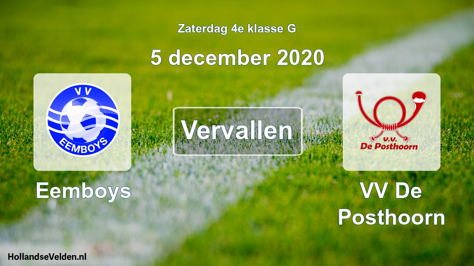 Scheduled Match: Eemboys - VV De Posthoorn (5 December 2020)