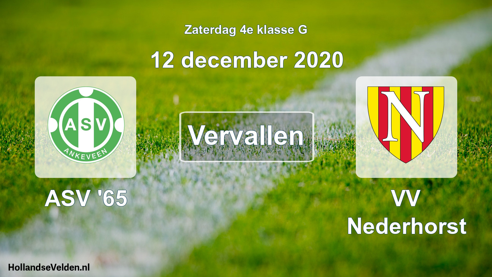 Scheduled Match: ASV '65 - VV Nederhorst (12 December 2020)