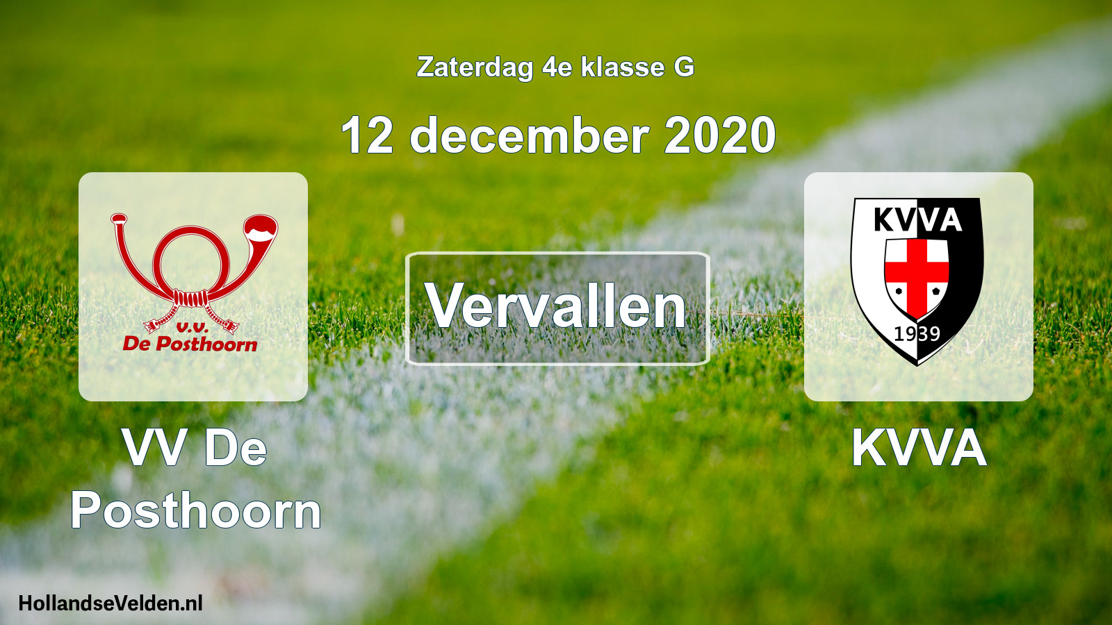 Scheduled Match: VV De Posthoorn - KVVA (12 December 2020)
