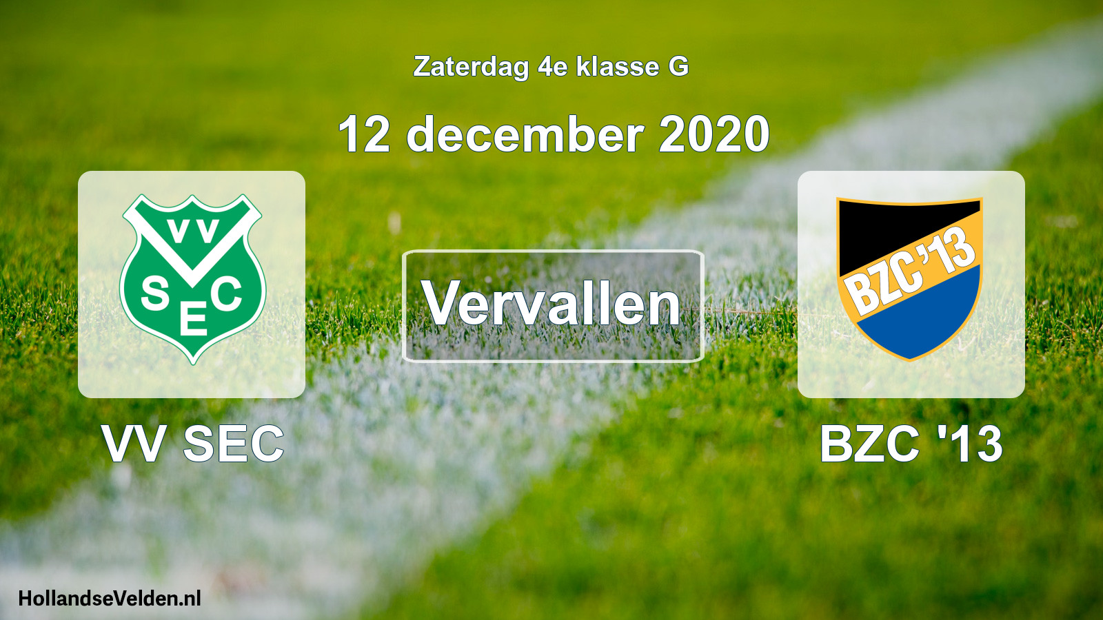Scheduled Match: VV SEC - BZC '13 (12 December 2020)