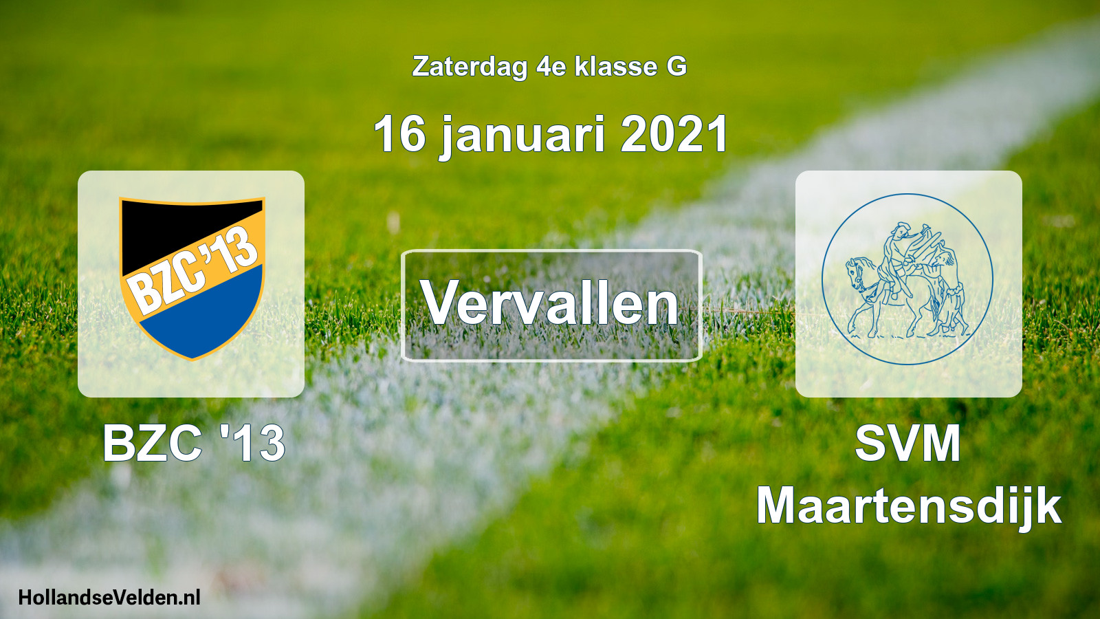 Scheduled Match: BZC '13 - SVM Maartensdijk (16 January 2021)