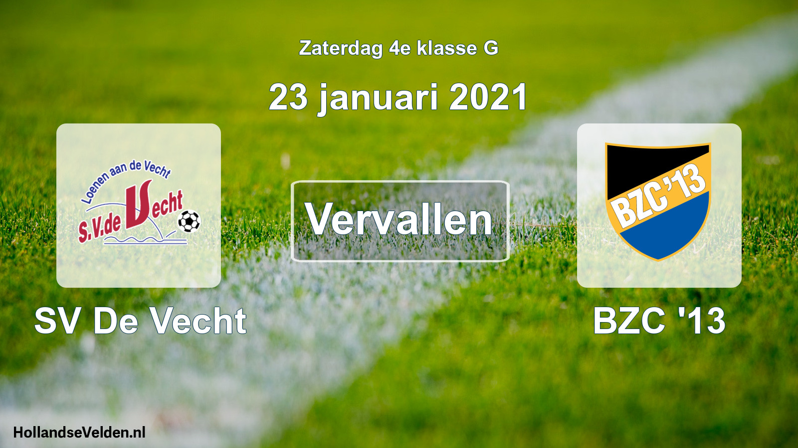 Scheduled Match: SV De Vecht - BZC '13 (23 January 2021)