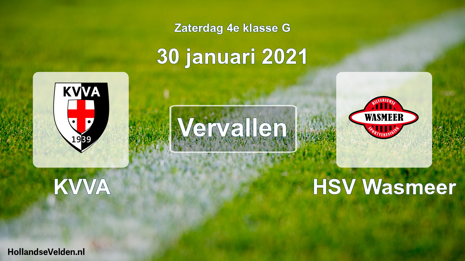 Scheduled Match: KVVA - HSV Wasmeer (30 January 2021)