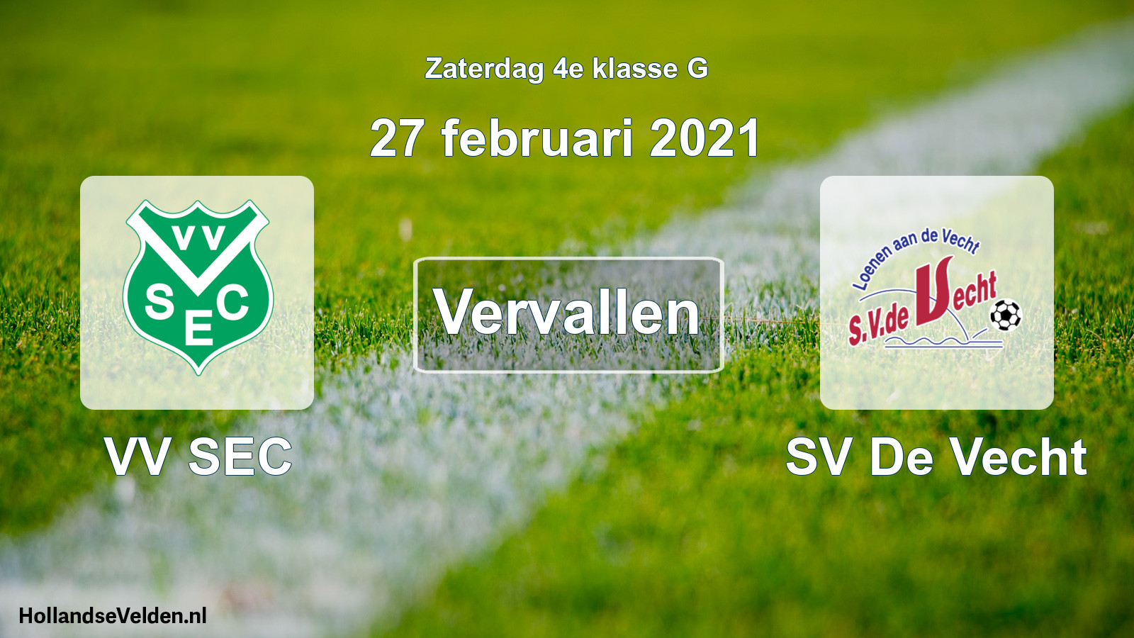 Scheduled Match: VV SEC - SV De Vecht (27 February 2021)