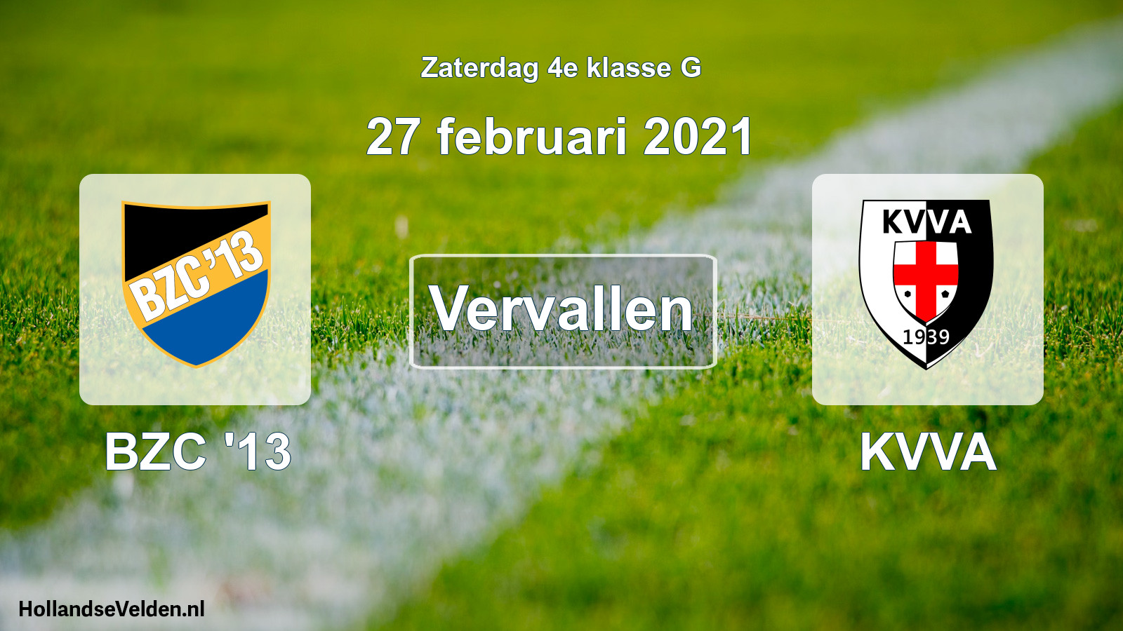 Scheduled Match: BZC '13 - KVVA (27 February 2021)