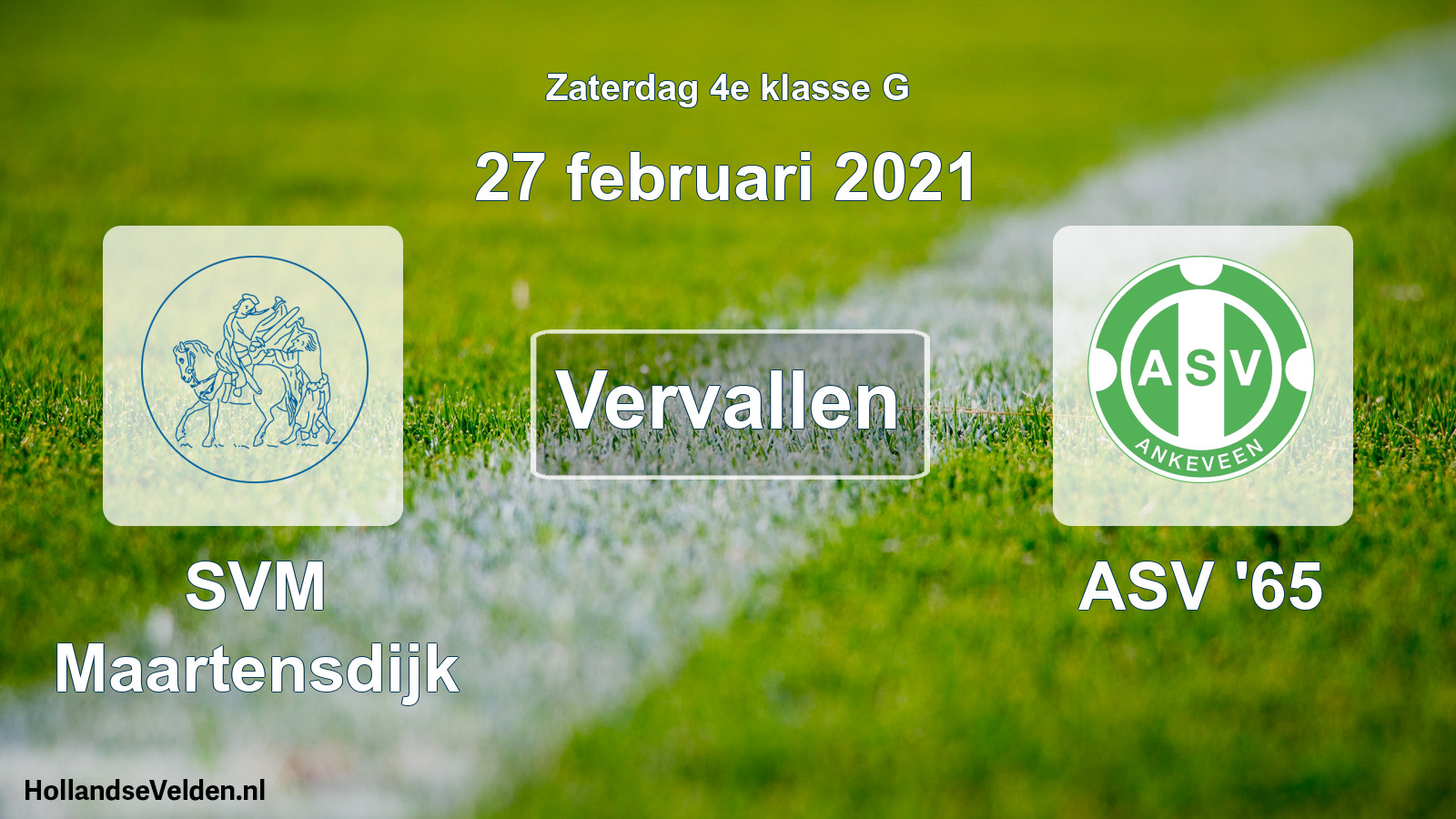 Scheduled Match: SVM Maartensdijk - ASV '65 (27 February 2021)