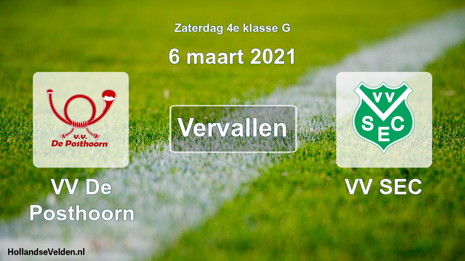 Scheduled Match: VV De Posthoorn - VV SEC (6 March 2021)