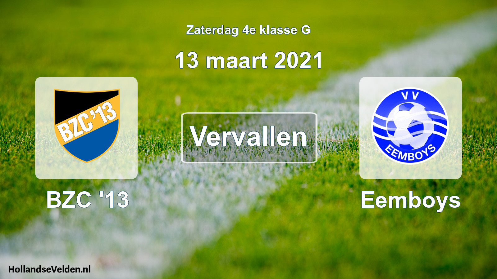 Scheduled Match: BZC '13 - Eemboys (13 March 2021)