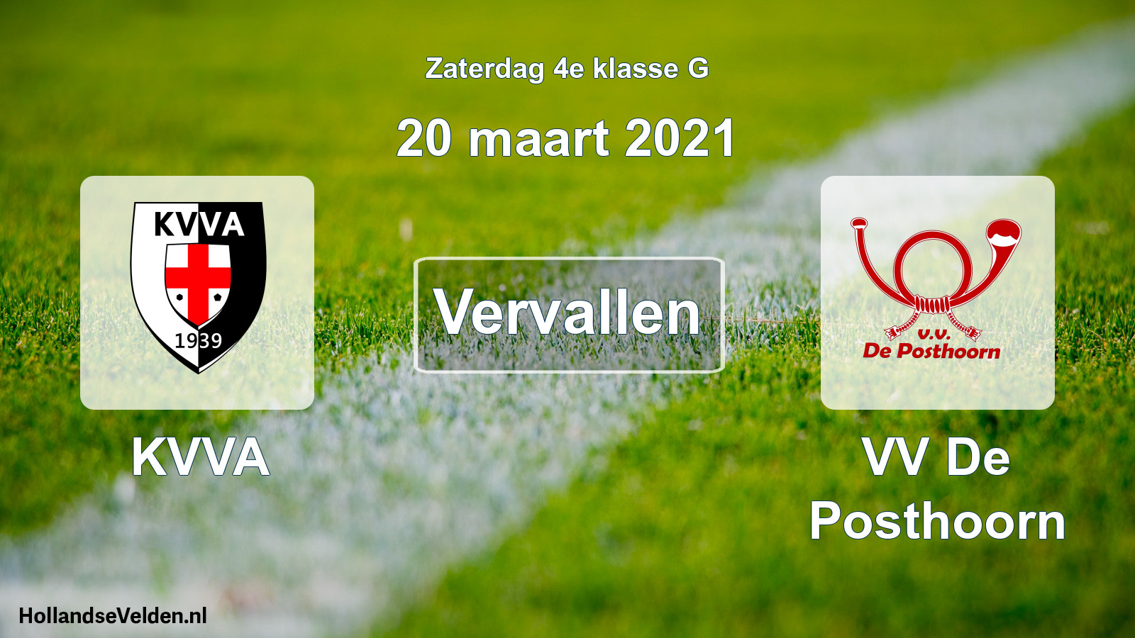 Scheduled Match: KVVA - VV De Posthoorn (20 March 2021)