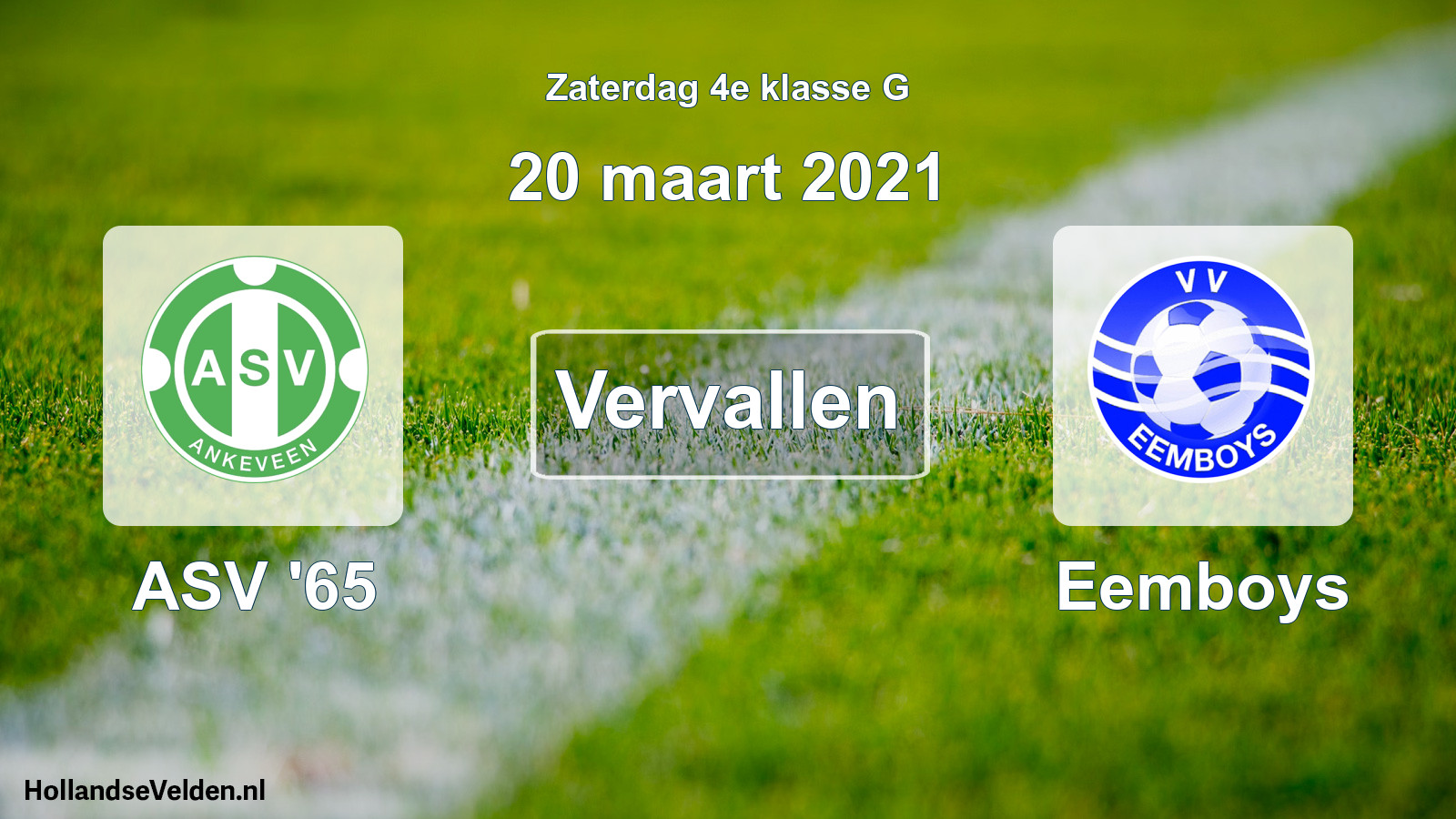 Scheduled Match: ASV '65 - Eemboys (20 March 2021)