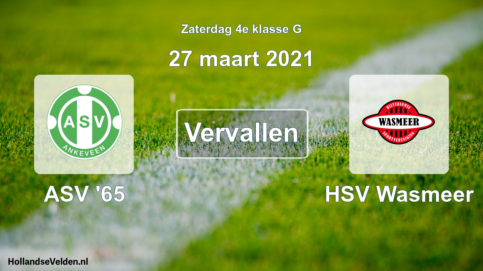 Scheduled Match: ASV '65 - HSV Wasmeer (27 March 2021)