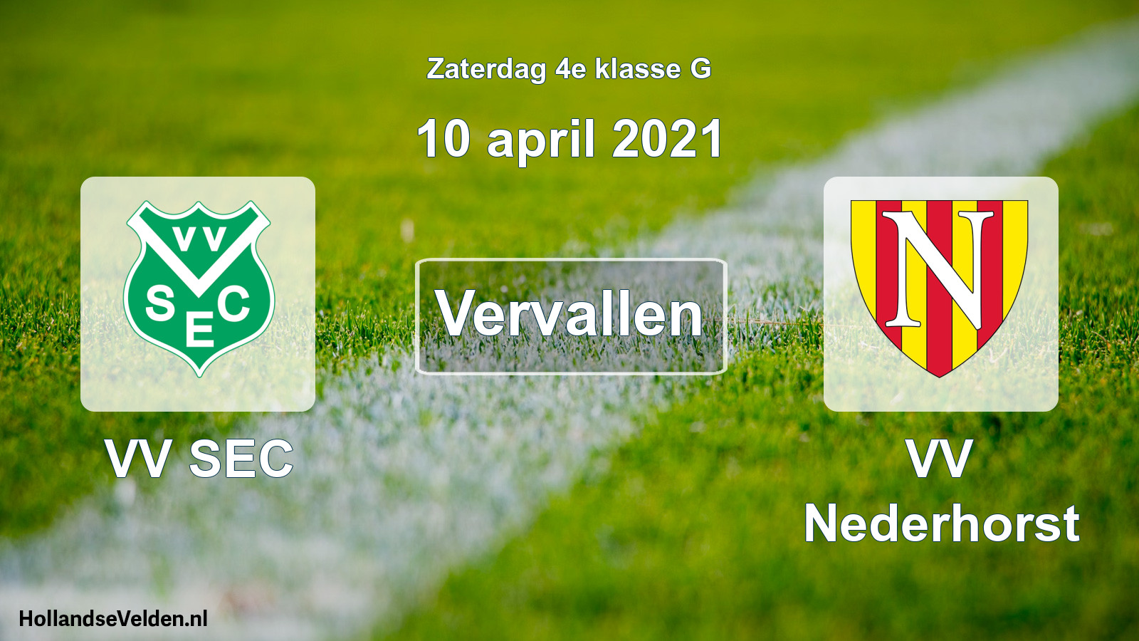 Scheduled Match: VV SEC - VV Nederhorst (10 April 2021)