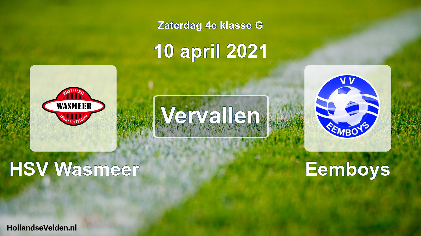 Scheduled Match: HSV Wasmeer - Eemboys (10 April 2021)