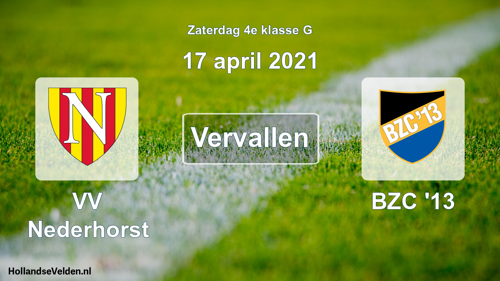 Scheduled Match: VV Nederhorst - BZC '13 (17 April 2021)