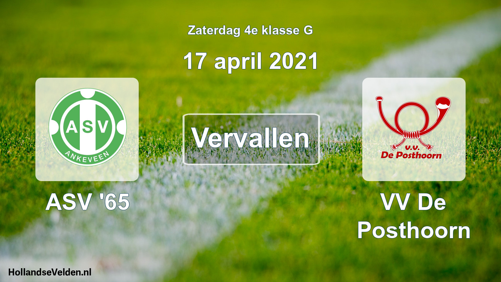 Scheduled Match: ASV '65 - VV De Posthoorn (17 April 2021)