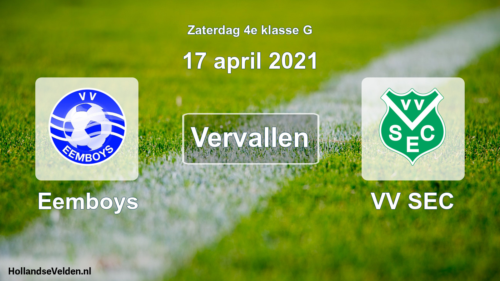 Scheduled Match: Eemboys - VV SEC (17 April 2021)