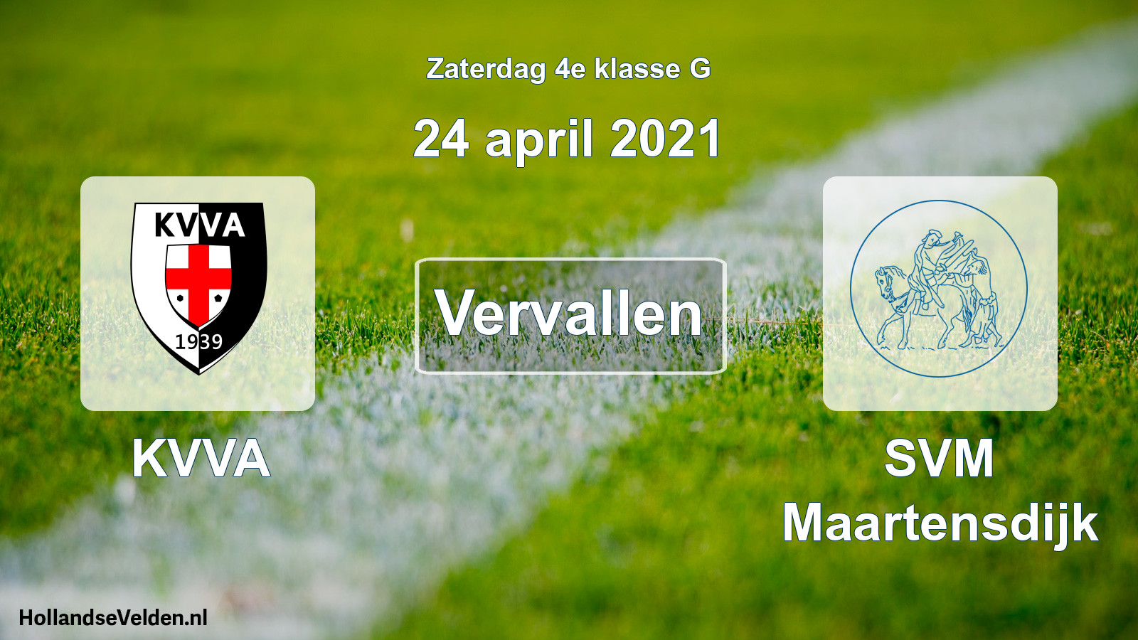 Scheduled Match: KVVA - SVM Maartensdijk (24 April 2021)