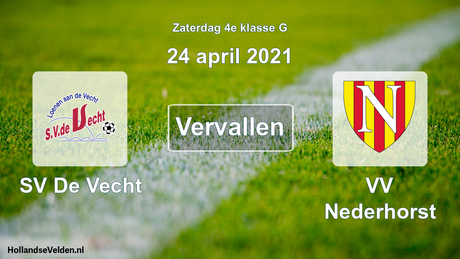Scheduled Match: SV De Vecht - VV Nederhorst (24 April 2021)