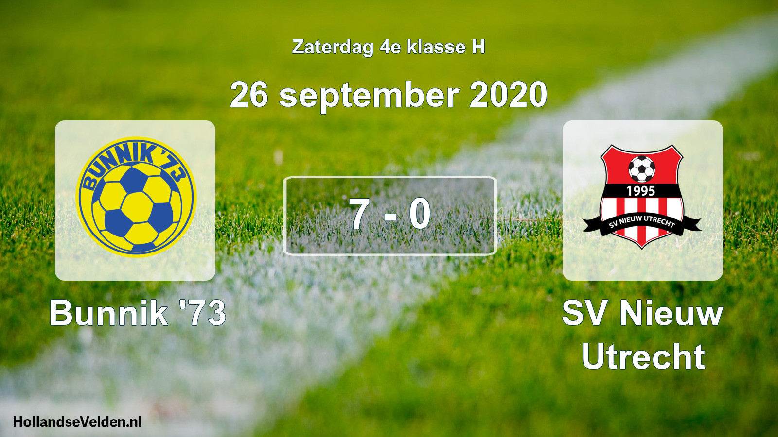 Total number of matches played: Bunnik '73 - SV Nieuw Utrecht 7 - 0 (26 September 2020)