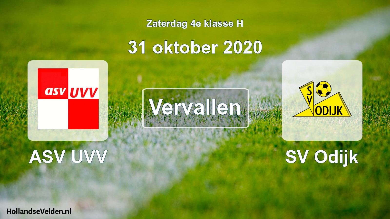 Scheduled Match: ASV UVV - SV Odijk (31 October 2020)