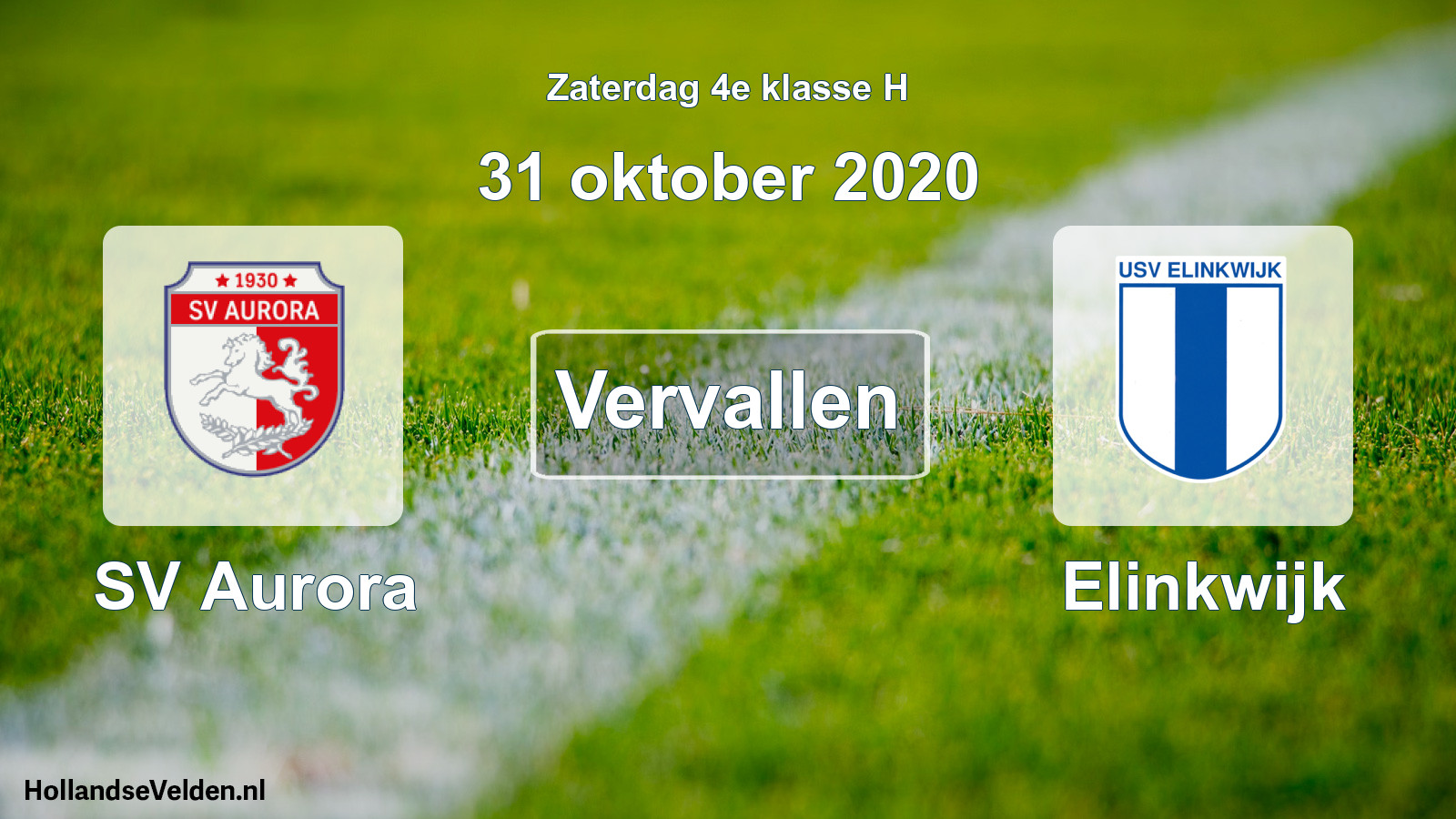 Scheduled Match: SV Aurora - Elinkwijk (31 October 2020)