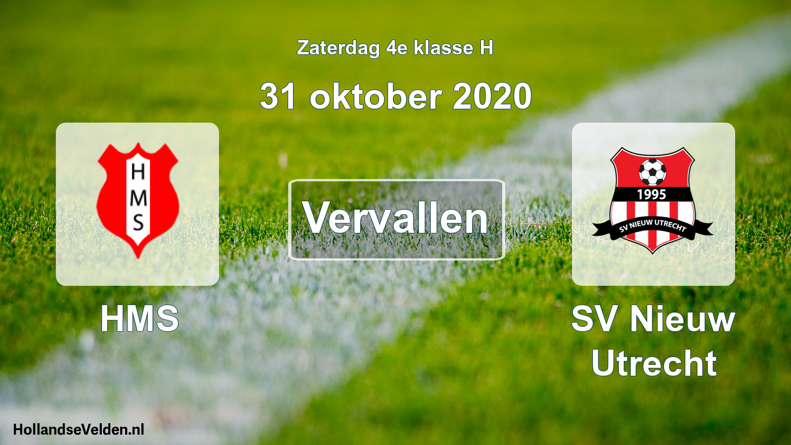 Scheduled Match: HMS - SV Nieuw Utrecht (31 October 2020)