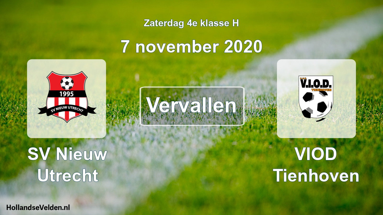 Scheduled Match: SV Nieuw Utrecht - VIOD Tienhoven (7 November 2020)