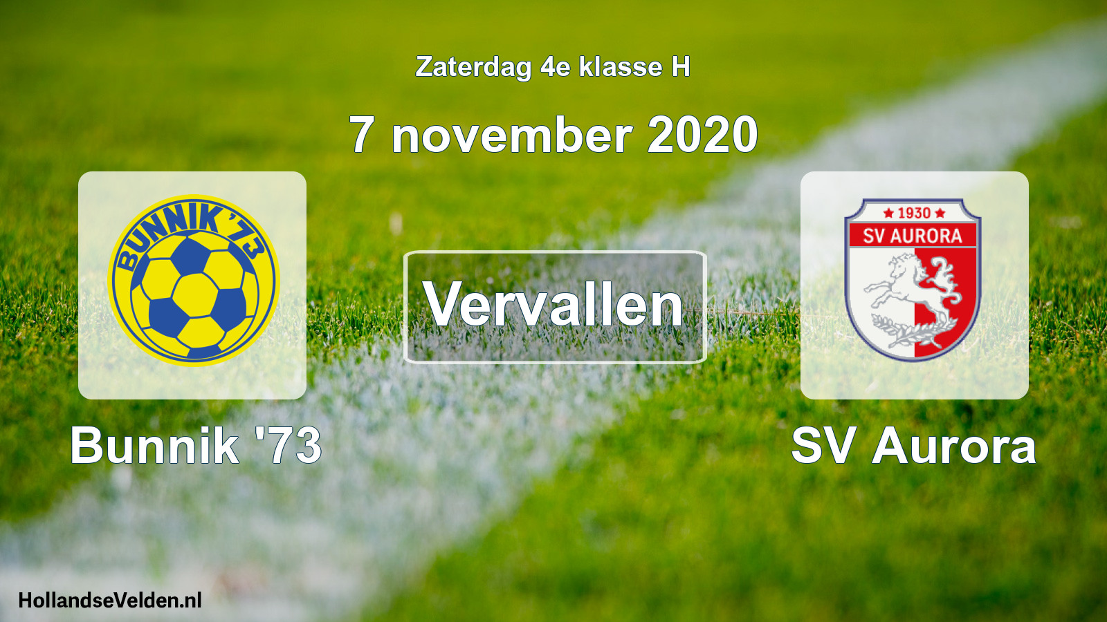 Scheduled Match: Bunnik '73 - SV Aurora (7 November 2020)