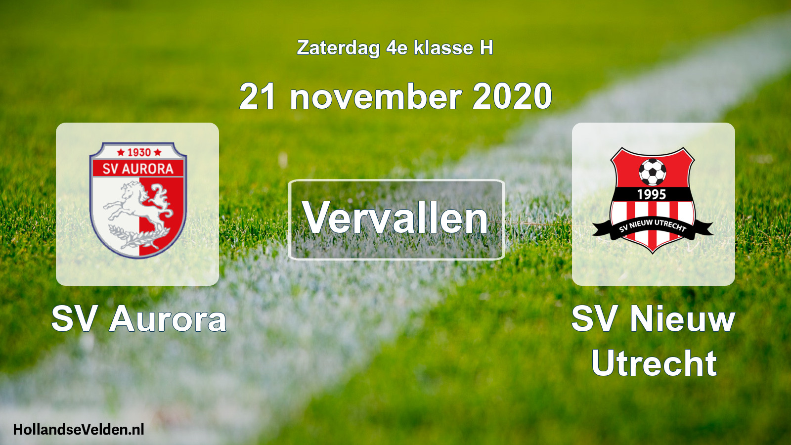 Scheduled Match: SV Aurora - SV Nieuw Utrecht (21 November 2020)