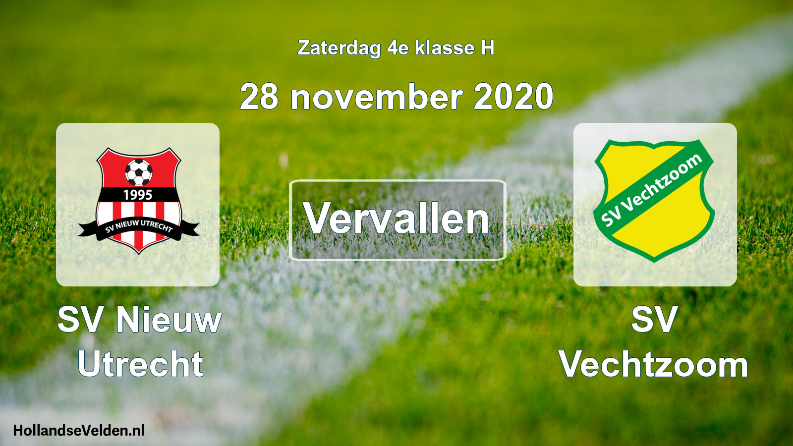 Scheduled Match: SV Nieuw Utrecht - SV Vechtzoom (28 November 2020)