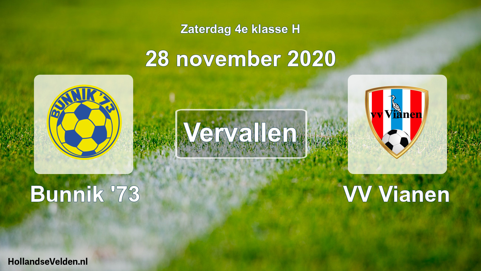 Scheduled Match: Bunnik '73 - VV Vianen (28 November 2020)