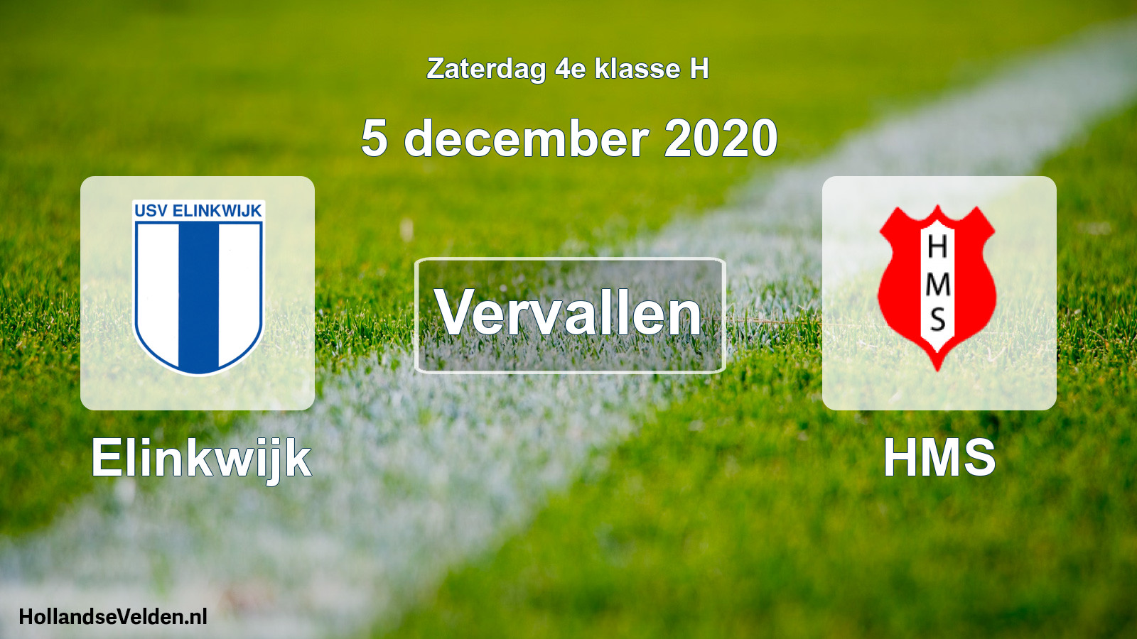 Scheduled Match: Elinkwijk - HMS (5 December 2020)
