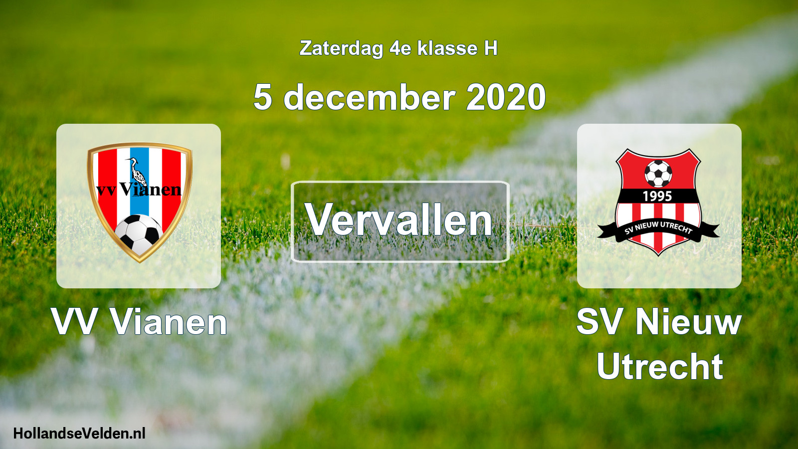 Scheduled Match: VV Vianen - SV Nieuw Utrecht (5 December 2020)
