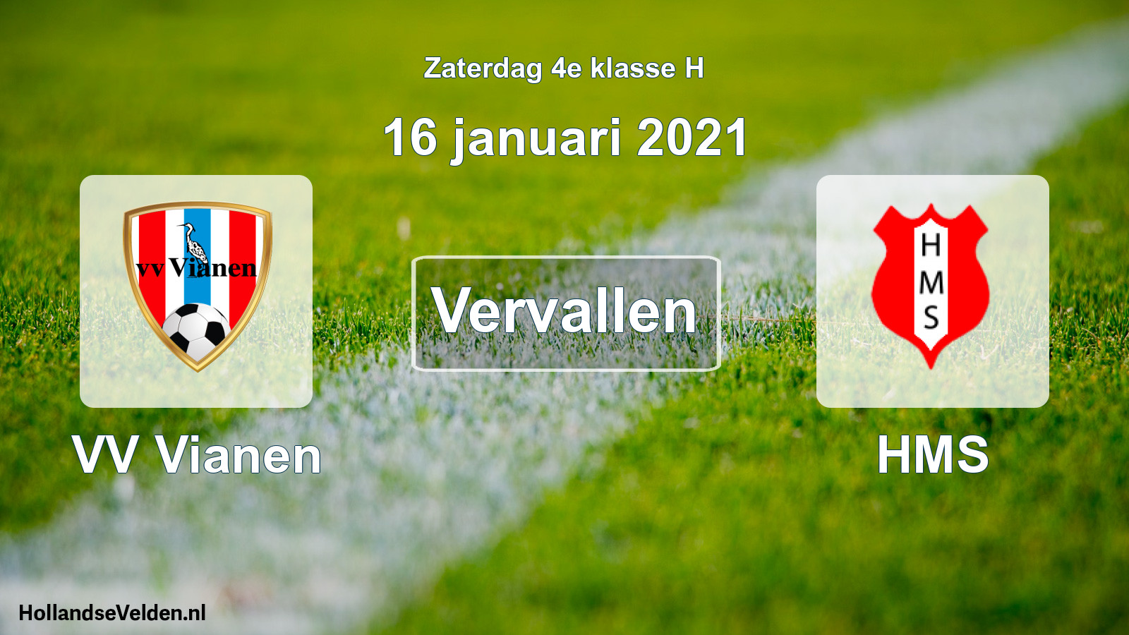 Scheduled Match: VV Vianen - HMS (16 January 2021)